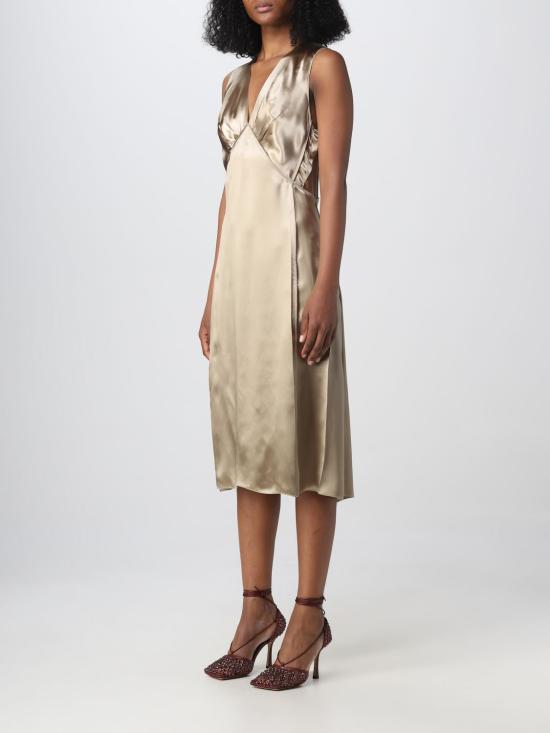  보테가베네타 미디 원피스 723022V2LC0 9640 Gold - BOTTEGA VENETA