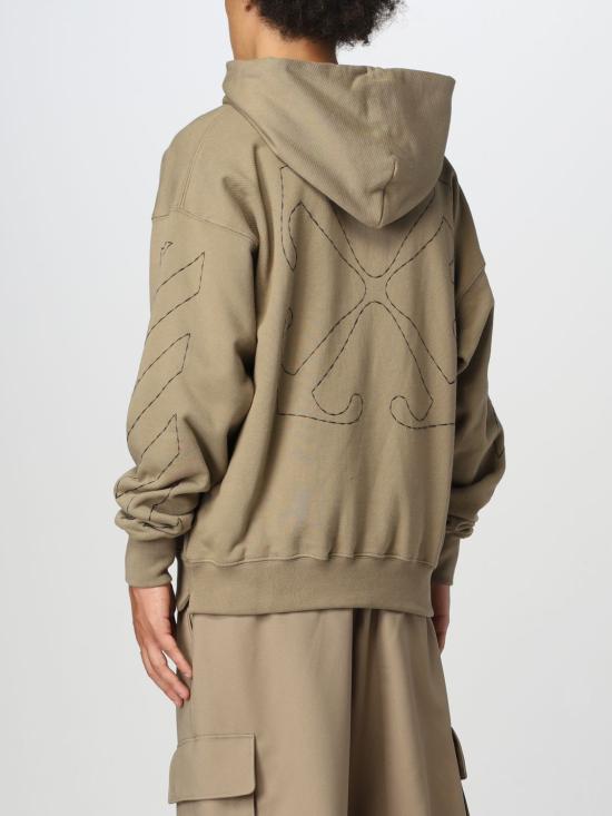 25FW 오프화이트 후드 티셔츠 OMBB085F23FLE019 6110 Beige - OFF WHITE