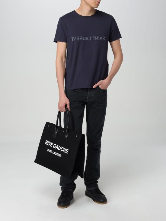 25FW 생로랑 리버스 티셔츠 663278Y37AW 4145 Blue - SAINT LAURENT
