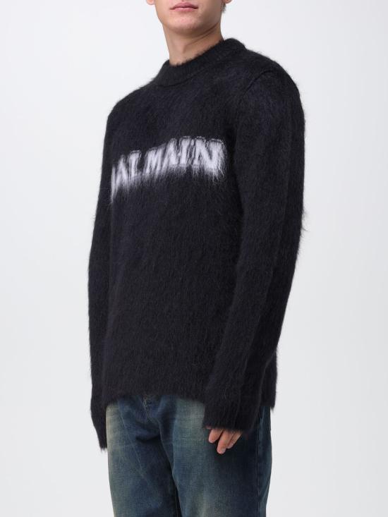 25FW 발망 긴팔 티셔츠 BH0KD000KF38 EAB Black - BALMAIN