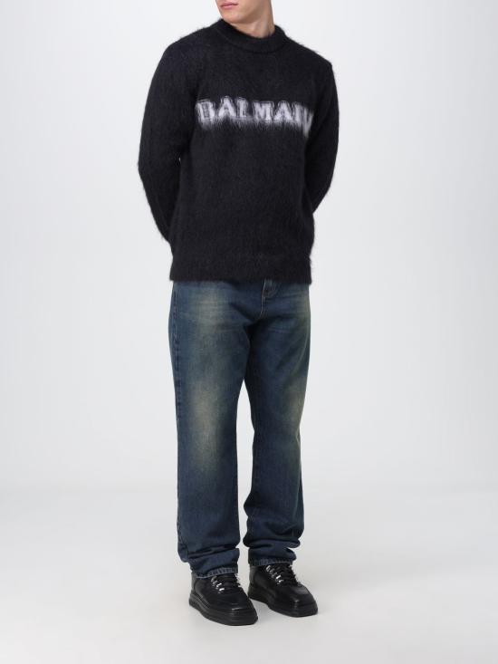 25FW 발망 긴팔 티셔츠 BH0KD000KF38 EAB Black - BALMAIN