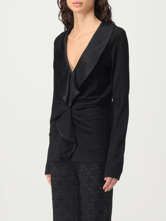 25FW 알베르타 페레티 긴팔 티셔츠 09165100 555 Black - ALBERTA FERRETTI