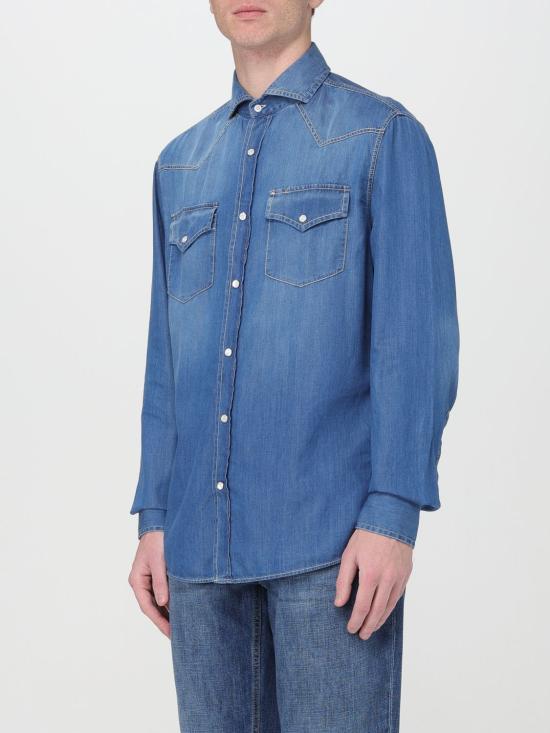 26SS 브루넬로 쿠치넬리 긴팔 셔츠 MR6834008 COM47 Blue 1 - BRUNELLO CUCINELLI