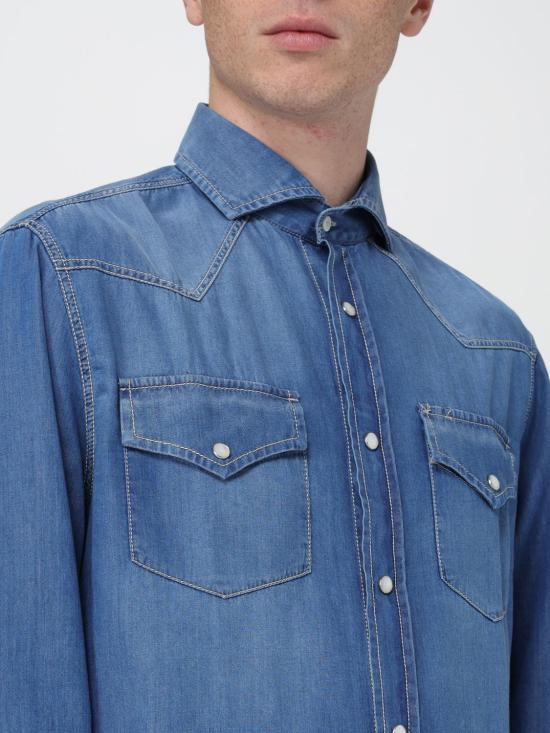 26SS 브루넬로 쿠치넬리 긴팔 셔츠 MR6834008 COM47 Blue 1 - BRUNELLO CUCINELLI