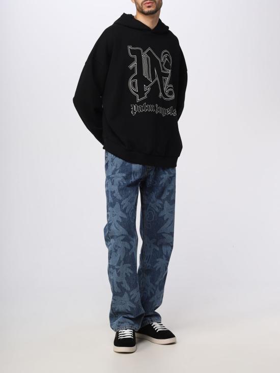 25FW 팜앤젤스 후드 티셔츠 PMBB126E23FLE001 1003 Black - PALM ANGELS