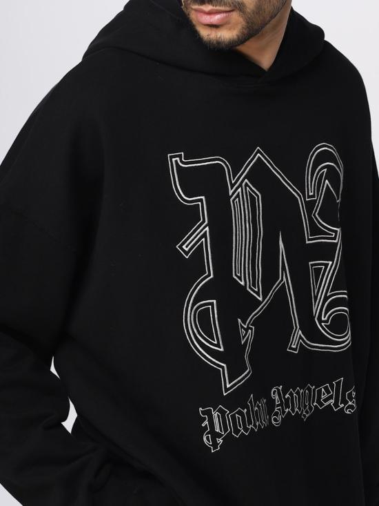 25FW 팜앤젤스 후드 티셔츠 PMBB126E23FLE001 1003 Black - PALM ANGELS