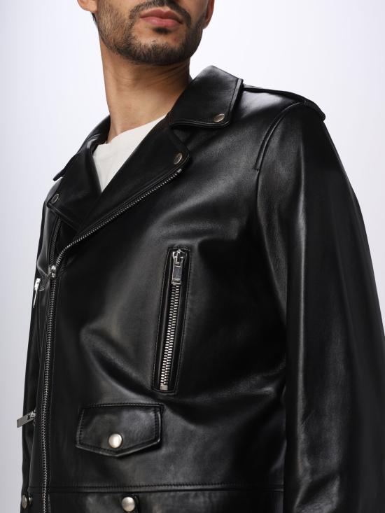 25FW 생로랑 램스킨 클래식 모터사이클 자켓  484284Y5YA2 1000 Black - SAINT LAURENT