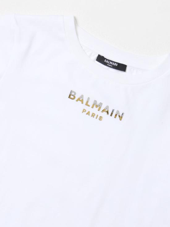 25FW [키즈] 발망 티셔츠 BU8A01Z1884 100 White - BALMAIN