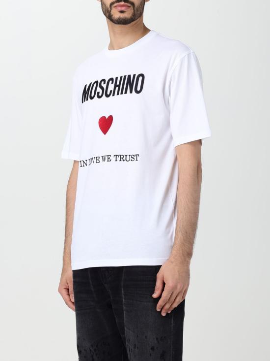  모스키노 반팔 티셔츠 07140241 1001 White - MOSCHINO