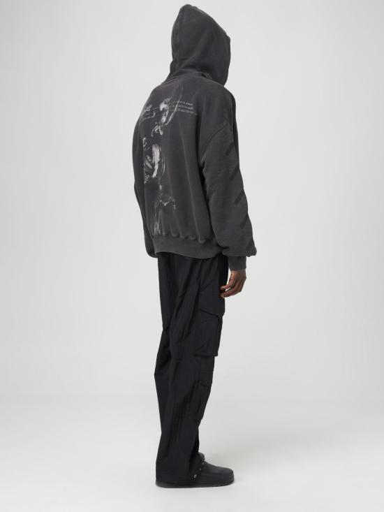 25FW 오프화이트 후드 티셔츠 OMBB118C99FLE002 1077 Black - OFF WHITE
