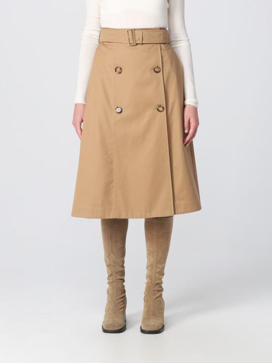 25FW 버버리 벨티드 코튼 스커트 미디 스커트 8071108 Beige