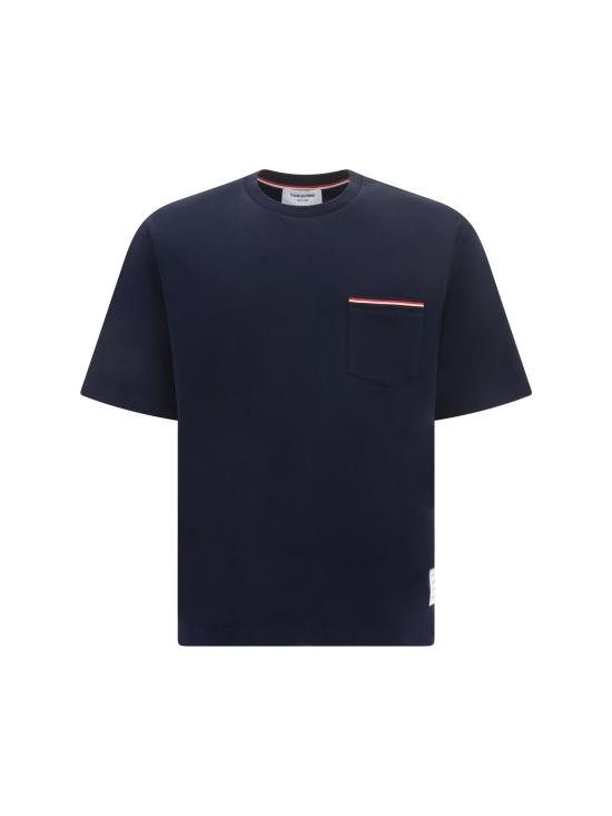26FW 톰브라운 밀라노 코튼 오버사이즈 포켓 티셔츠 MJS183A07323 415 BLUE