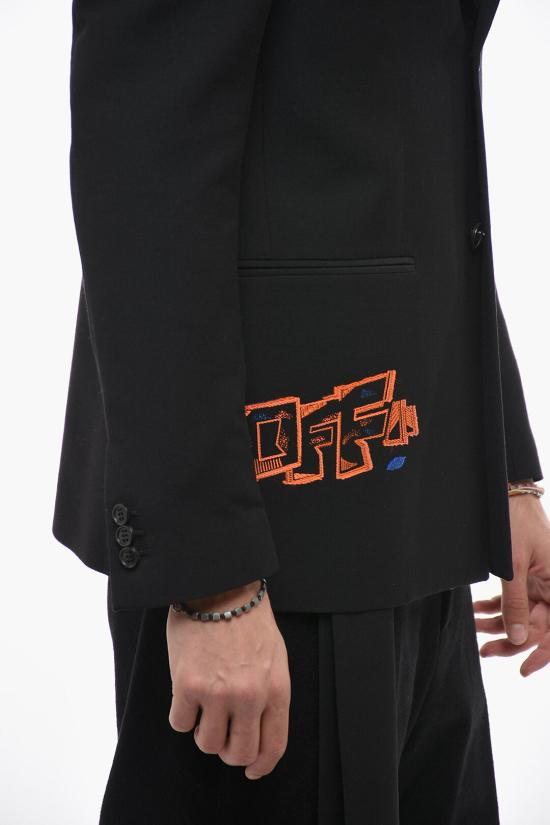  오프화이트 수트 자켓 OMEN063S23 FAB001 1066 Black - OFF WHITE
