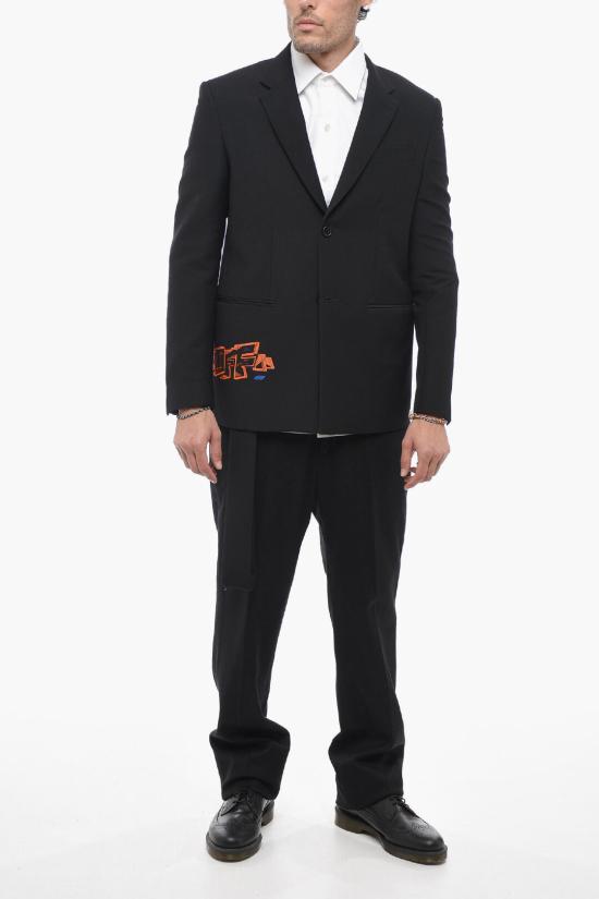  오프화이트 수트 자켓 OMEN063S23 FAB001 1066 Black - OFF WHITE