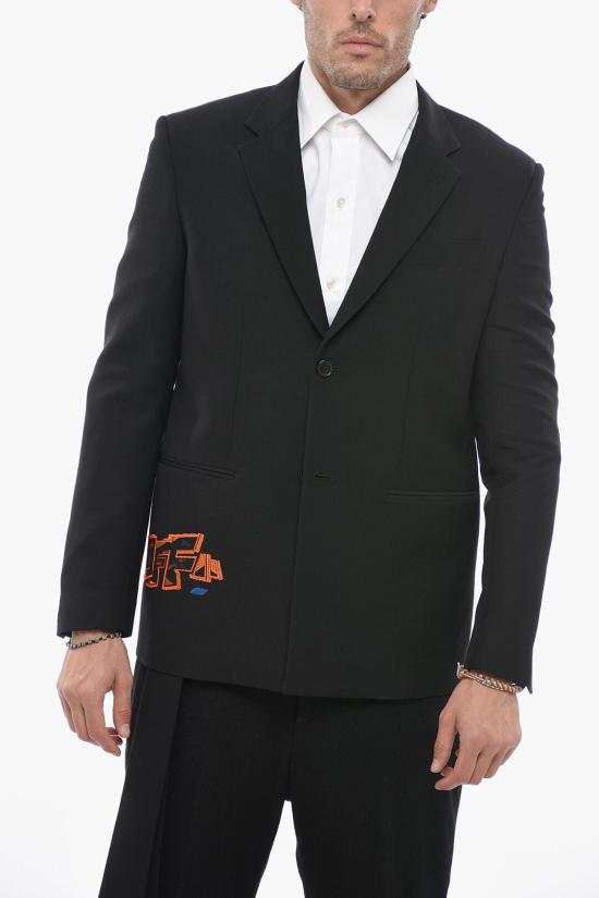  오프화이트 수트 자켓 OMEN063S23 FAB001 1066 Black