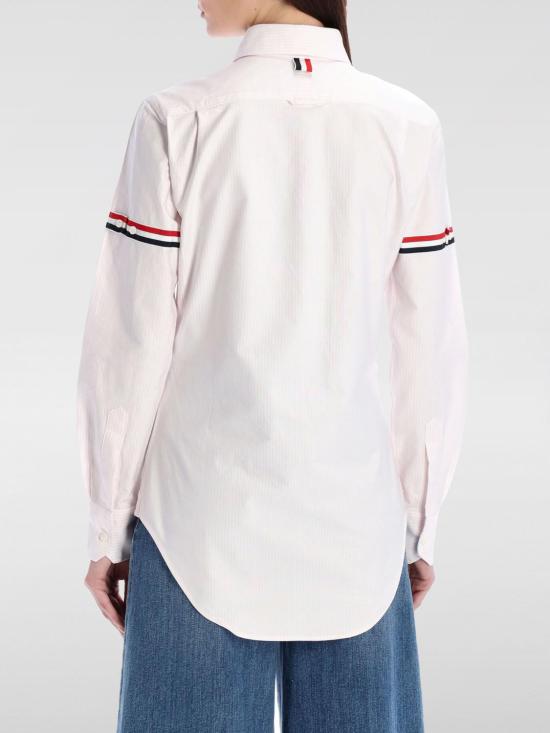 26SS 톰브라운 클래식 스트라이프 옥스포드 암밴드 라운드 칼라 셔츠 FLL019E00098 680 Pink - THOM BROWNE