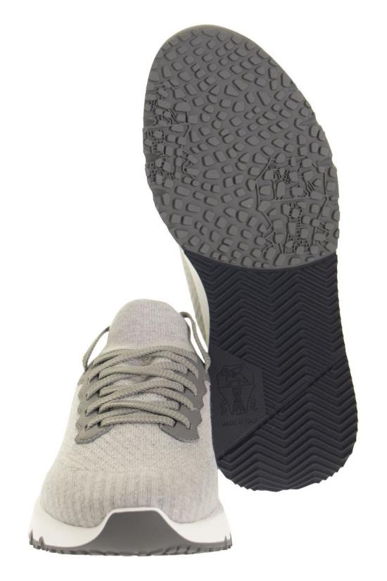  브루넬로 쿠치넬리 코튼 니트 세미 폴리쉬드 카프스킨 러너 MZUPMBO252 CB308 LIGHT GREY - BRUNELLO CUCINELLI