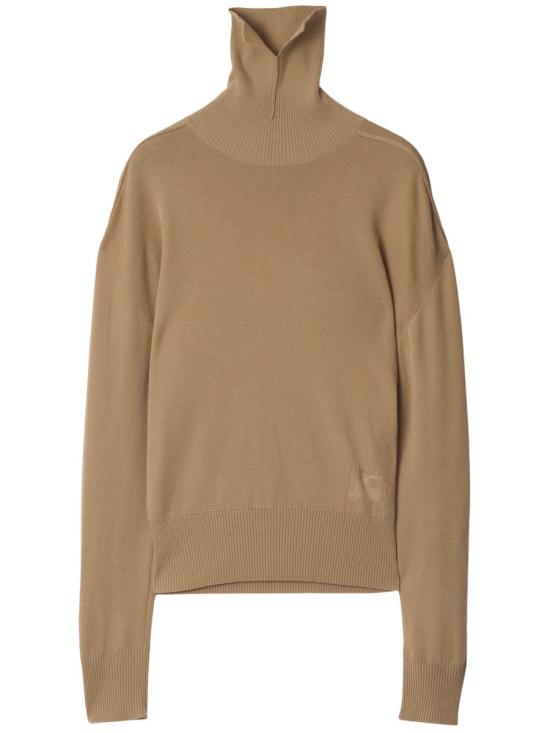  버버리 스플릿 터틀넥 라인 울 스웨터 8095115 A3743 FLAX Beige