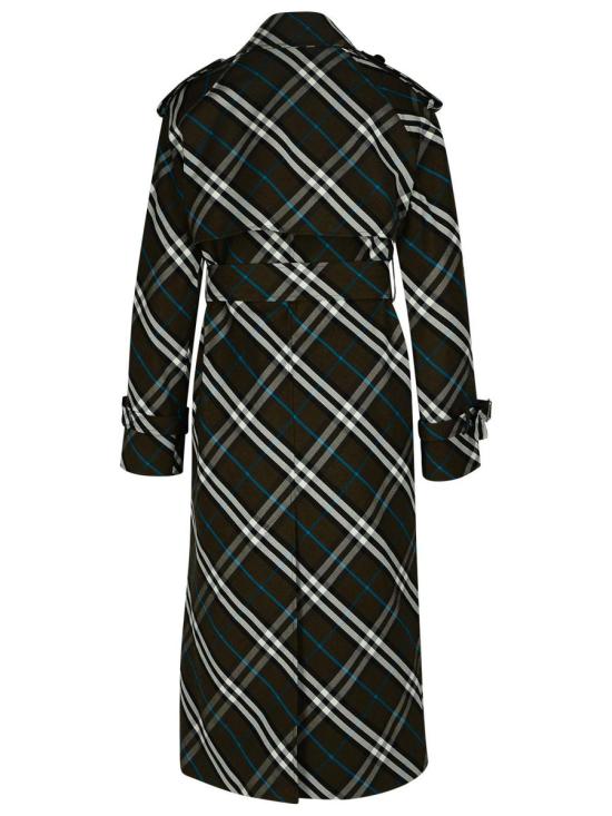 24FW 버버리 롱 체크 코튼 블렌드 트렌치 코트  8095300C1213 GREEN - BURBERRY