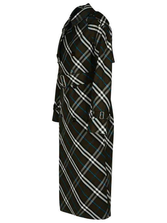 24FW 버버리 롱 체크 코튼 블렌드 트렌치 코트  8095300C1213 GREEN - BURBERRY