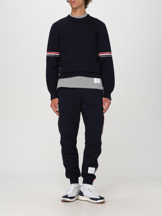 25FW 톰브라운 자카드 RWB 암밴드 니트 MKA326AY3001 415 Blue - THOM BROWNE