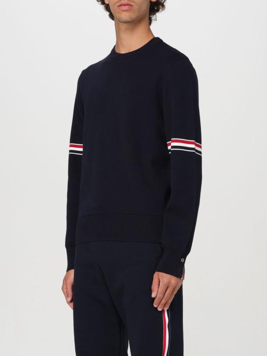 25FW 톰브라운 자카드 RWB 암밴드 니트 MKA326AY3001 415 Blue - THOM BROWNE