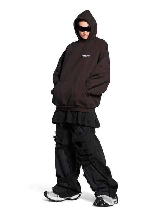  발렌시아가 후드 티셔츠 739024 TQVS7 9034 WASHED BLACK WHITE - BALENCIAGA