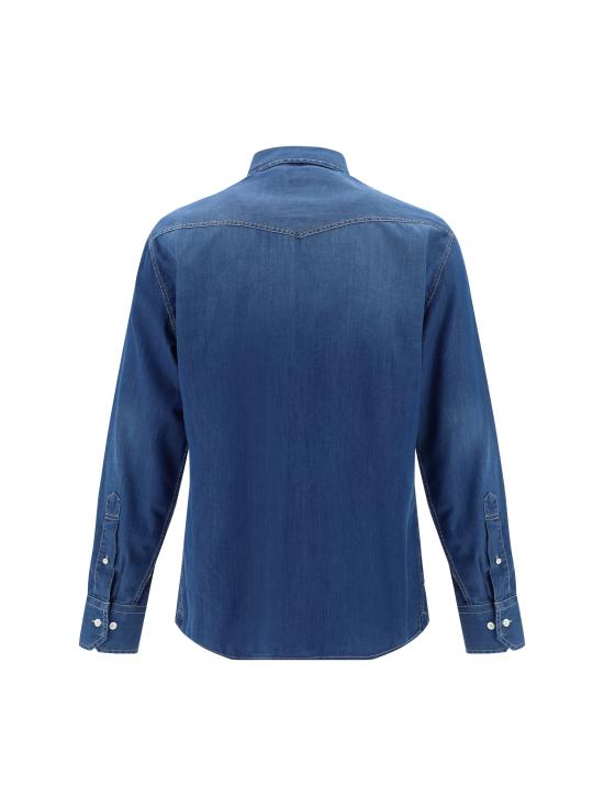 26SS 브루넬로 쿠치넬리 긴팔 셔츠 MR6834008 COM47 BLUE - BRUNELLO CUCINELLI