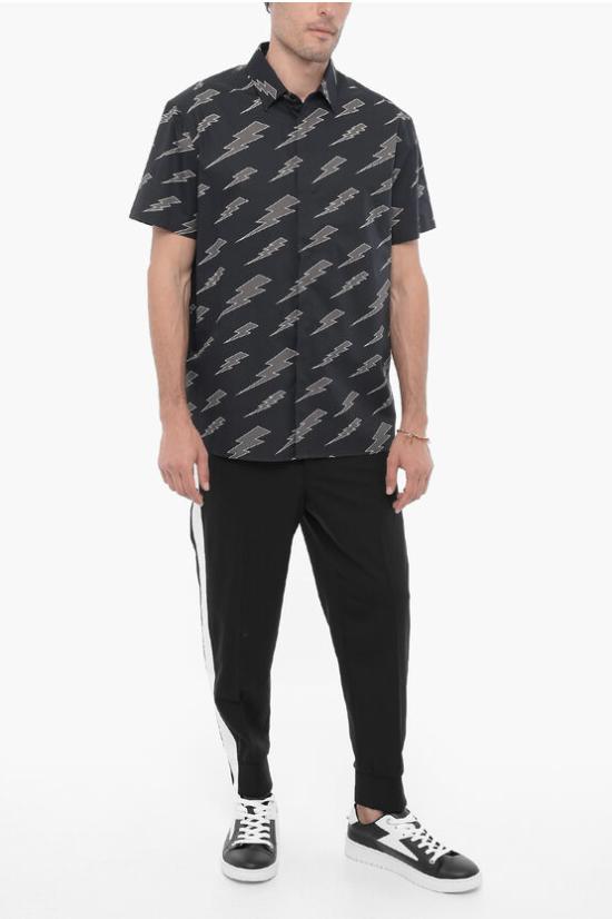  닐바렛 반팔 셔츠 NBV6CM185A V026 008 Gray - NEIL BARRETT