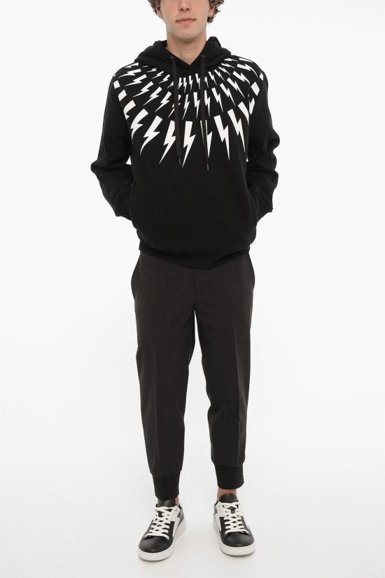  닐바렛 후드 티셔츠 NBV7JS186A V517S 051 Black - NEIL BARRETT