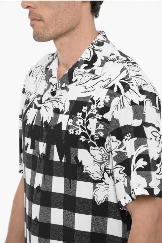  닐바렛 반팔 셔츠 NBV6CM186A V024 031 Black White - NEIL BARRETT