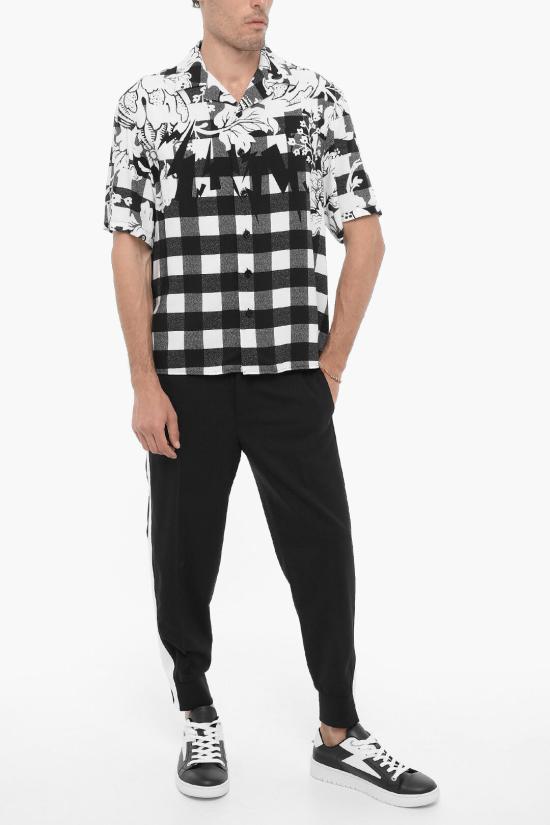  닐바렛 반팔 셔츠 NBV6CM186A V024 031 Black White - NEIL BARRETT