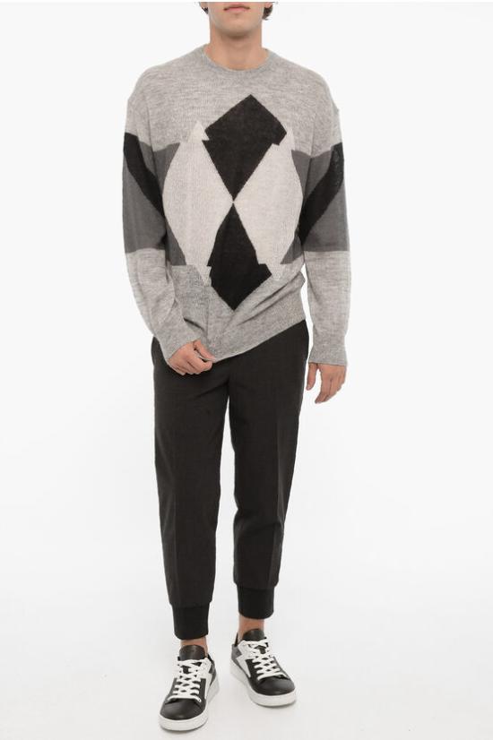  닐바렛 스웨터 NBV7MA161A V606 042 Grigio Bianco e Nero - NEIL BARRETT