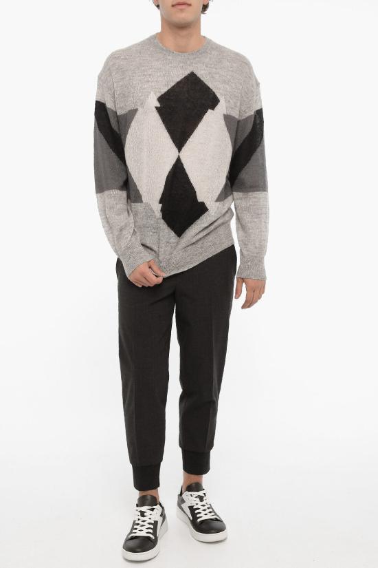  닐바렛 스웨터 NBV7MA161A V606 042 Grigio Bianco e Nero - NEIL BARRETT
