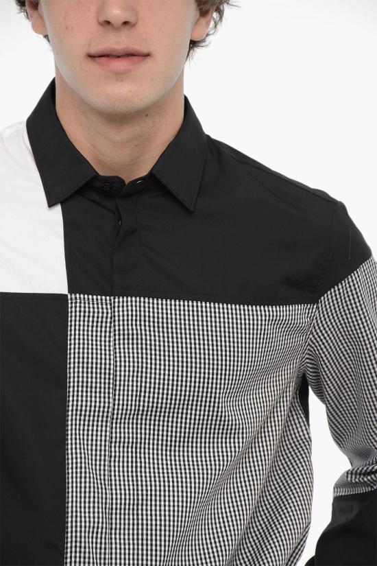  닐바렛 긴팔 셔츠 NBV6CM180C V031C 001 Black White - NEIL BARRETT