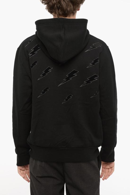  닐바렛 후드 티셔츠 NBV7JS224A V519S 059 Black - NEIL BARRETT