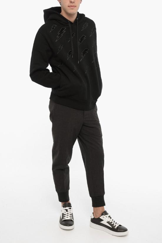  닐바렛 후드 티셔츠 NBV7JS224A V519S 059 Black - NEIL BARRETT