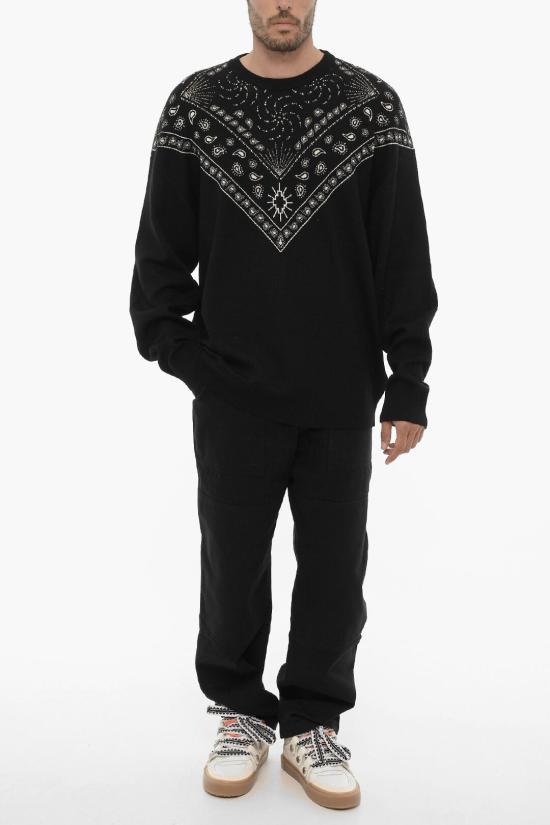  마르셀로 불론 긴팔 티셔츠 CMHE036F23KNI0011001 Black - MARCELO BURLON