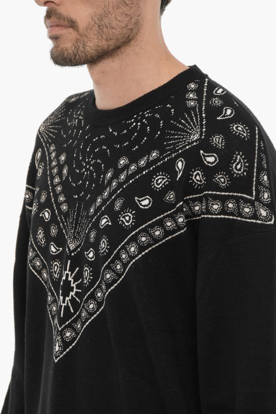  마르셀로 불론 긴팔 티셔츠 CMHE036F23KNI0011001 Black - MARCELO BURLON
