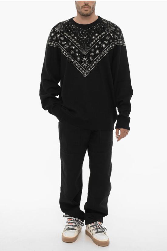  마르셀로 불론 긴팔 티셔츠 CMHE036F23KNI0011001 Black - MARCELO BURLON