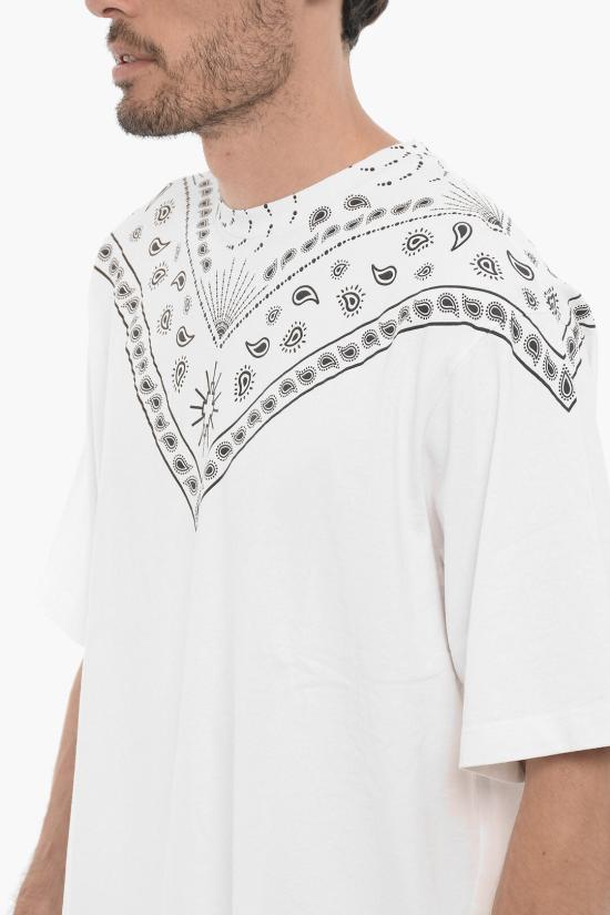  마르셀로 불론 반팔 티셔츠 CMAA054F23JER00A0110 Black White - MARCELO BURLON