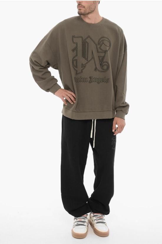  팜앤젤스 긴팔 티셔츠 PMBA074E23FLE0016010 Military Green - PALM ANGELS