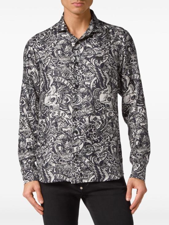  필립 플레인 긴팔 셔츠 MRP2218PTE028N 02 BLACK - PHILIPP PLEIN