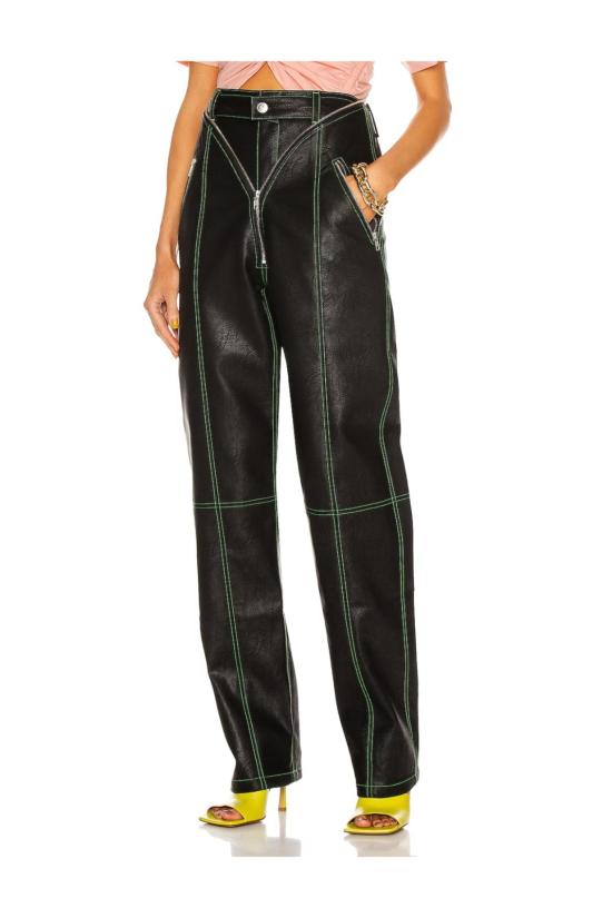  와이프로젝트 스트레이트 팬츠 검은색 가죽 바지 - Y PROJECT