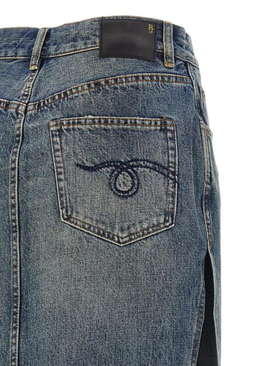 24FW 알13 롱 스커트 R13WD102D213ABARTERINDIGO BLUE - R13