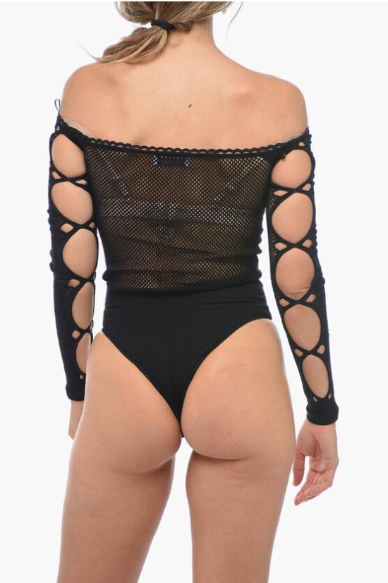  디 아티코 바디수트 티셔츠 231WCY08 PA26 100 Black - THE ATTICO