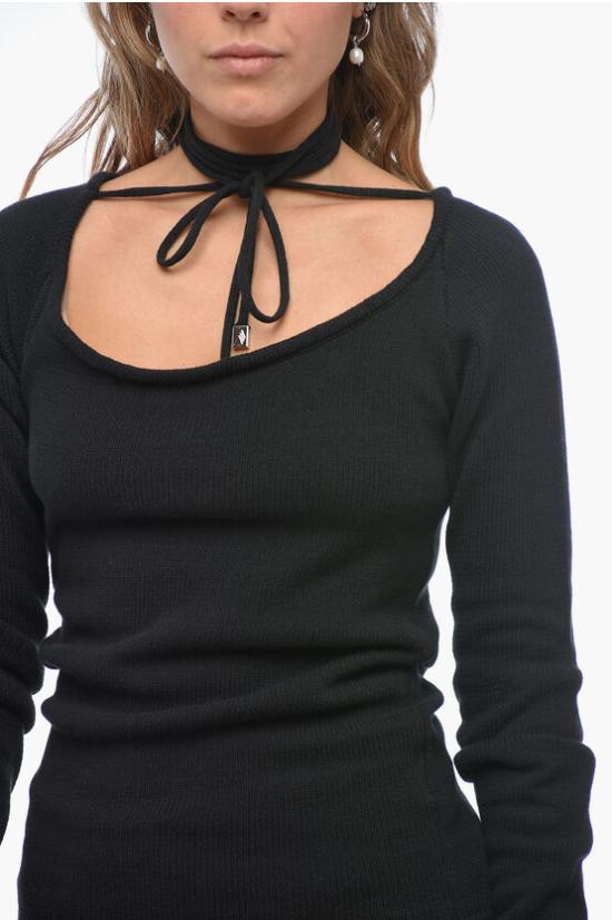  디 아티코 긴팔 티셔츠 227WCK65 KC061 100 Black - THE ATTICO