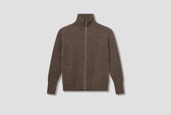  안데르센 안데르센 자켓 네이비 풀 지퍼 포켓 - G5 / 염색 안 된 원사 라이트 브라운