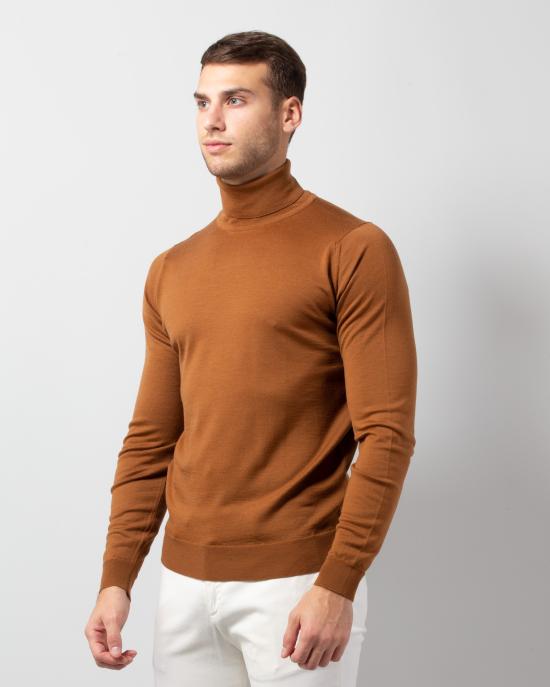  존스메들리 터틀넥 CHERWELLPULLOVERROLL GINGER Marrone - JOHN SMEDLEY