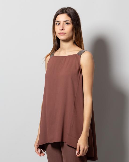  파비아나 필리피 민소매 티셔츠 TPD273W308D468 1245 Marrone - FABIANA FILIPPI